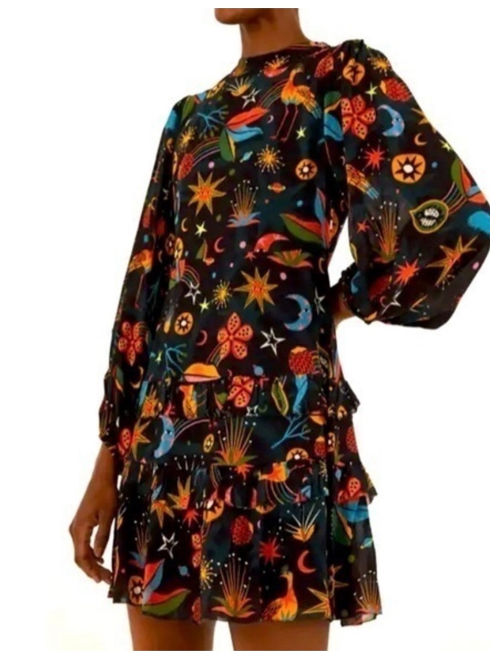 NWT Farm Rio Black Cerrado Sky Mini Dress